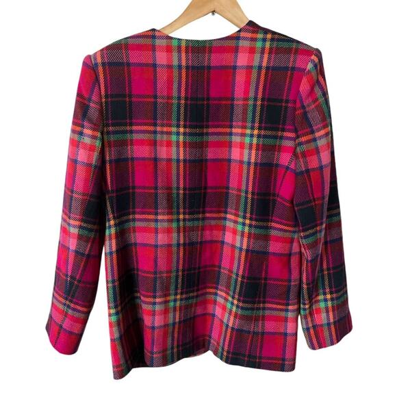 Lord & Taylor Pink Plaid Blazer with Gold Accents - Picture 2 of 6